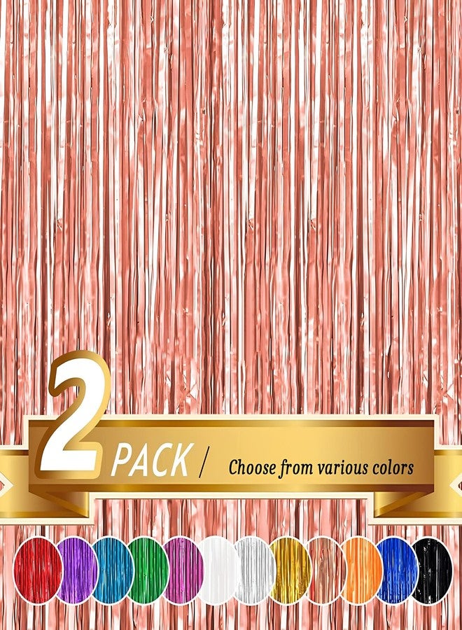 بروبسيكل ستائر بروبسيكل المعدنية اللامعة باللون الذهبي الوردي، قطعتان، مقاس 4 أقدام × 6 أقدام، لتزيين حفلات الذكرى السنوية، وأعياد الميلاد، وحفلات توديع العزوبية، وحفلات استقبال المولود (عبوة من قطعتين) - Image 2